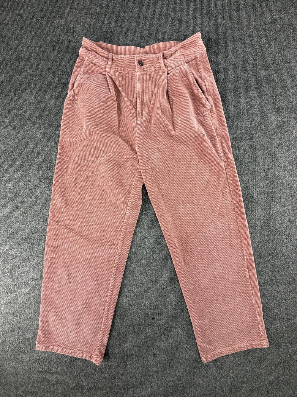 Elodie Pants Womens Medium Pink Corduroy Pleated Tapered Chino Pockets Stretch